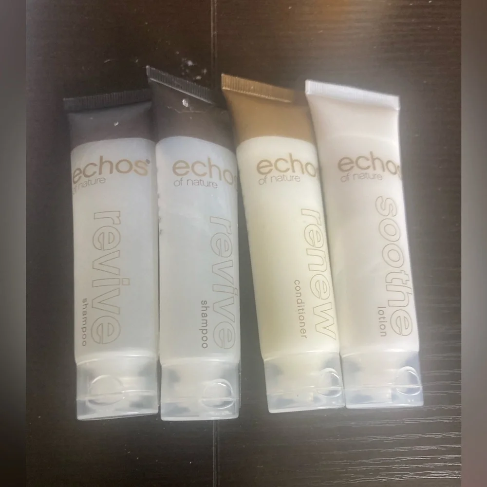 4/$25 Echos of Nature travel set. Includes shampoo, conditioner & lotion.New